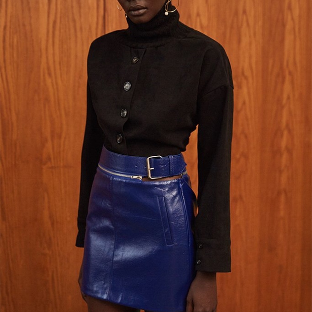Style Mafia Ciba Blue Patent Pleather Skirt